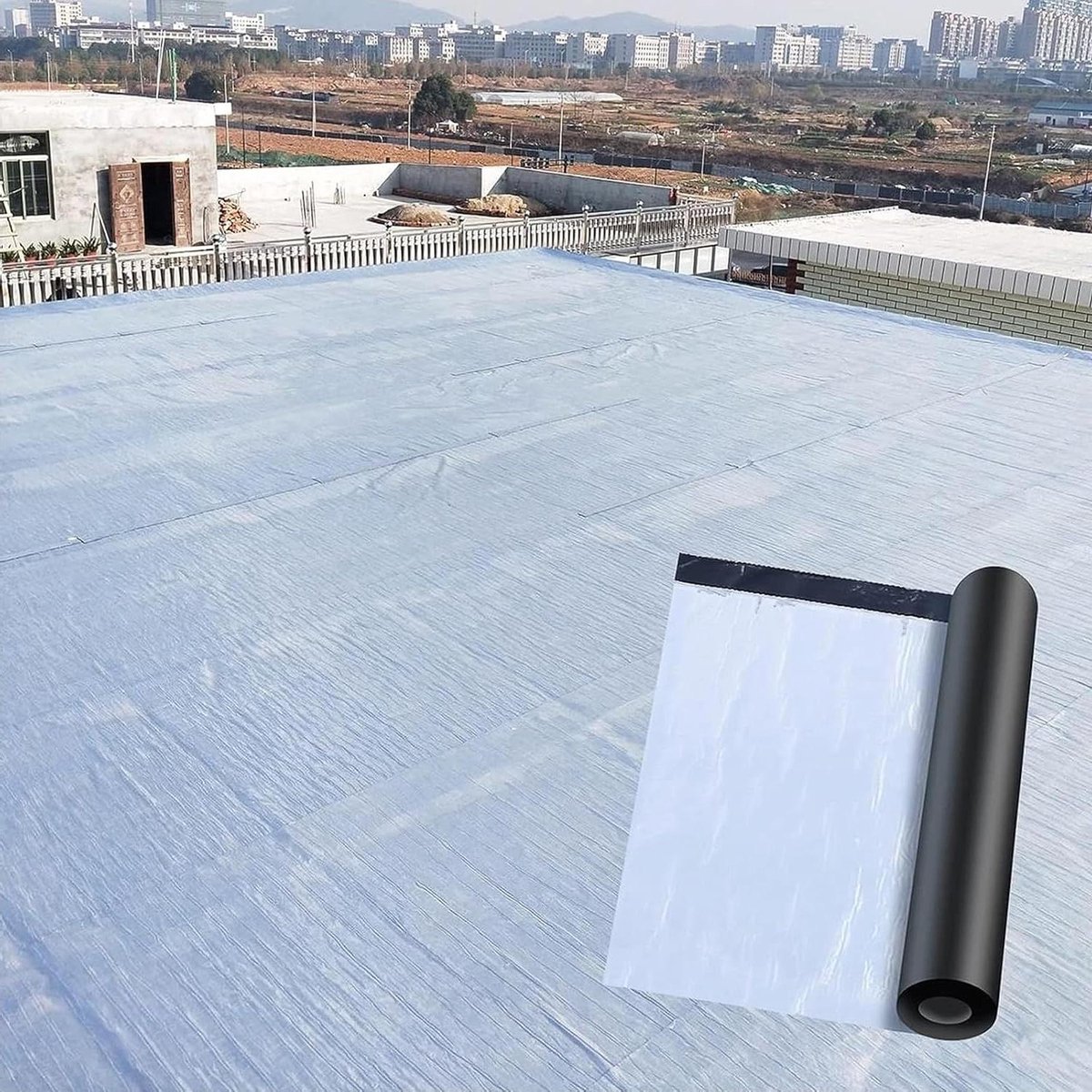 Bitumentape, zelfklevende afdichtingstape, uv-bestendige beschermfolie, dakonderspanbaan, dakfolie, voor plat dakhuis, tuinhuis, dak, metalen dakplaat voor tuinhuisjes (1 x 2 m)