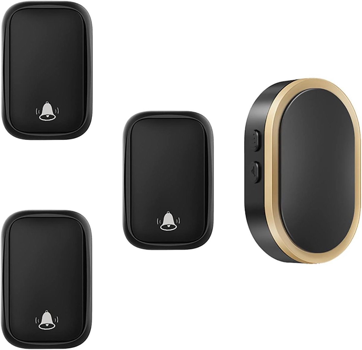 Draadloze deurbel kit, waterdichte plug-in deurbel met 36 klokken, 4 volumeniveaus draadloos ontwerp voor thuiskantoor hotel - elegante zwart-gouden afwerking