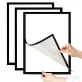 3 Stuks Magnetische Fotolijsten A6 Zwart – Zelfklevende Wandlijsten voor Foto's, Diamond Painting en Documenten – Zonder Boren
