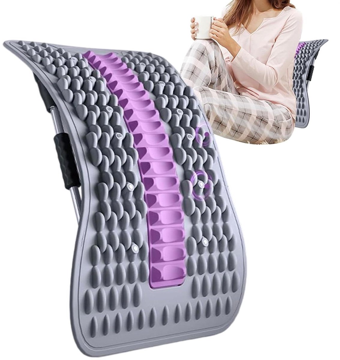 Rugstrekker - Ergonomische steun - Ontspanning rug - Schokabsorberende laag - 35 x 21 cm - Zwart