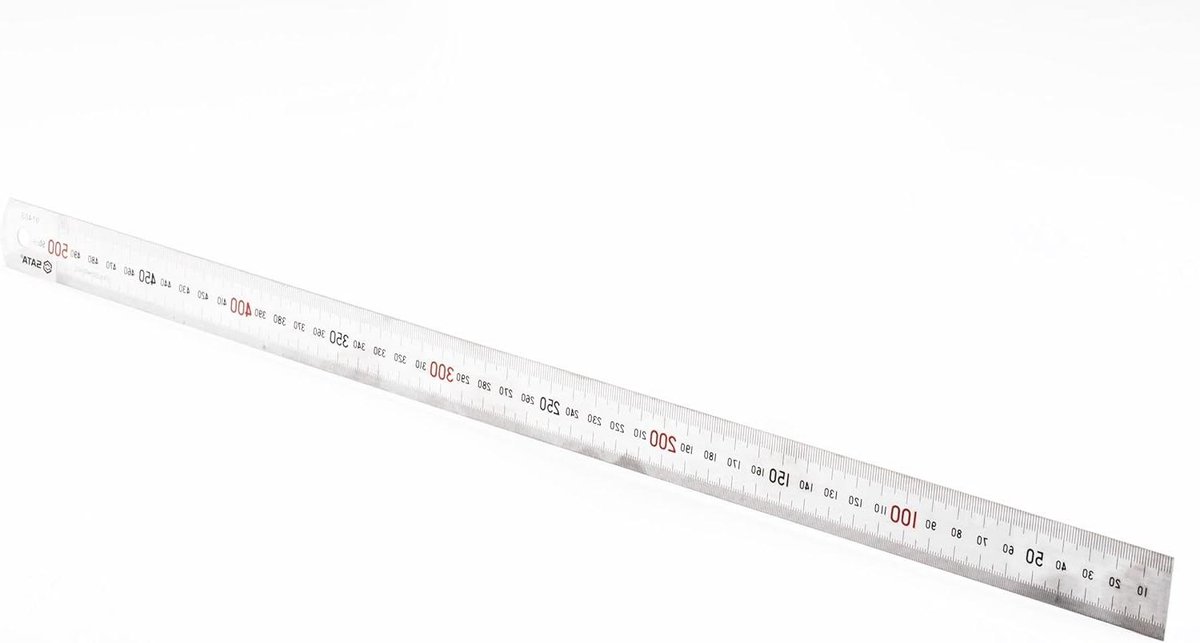 Stalen Liniaal - Meetlat Precisie - Nauwkeurig Meten - Dubbelzijdige Schaal - 50 cm - Zilver