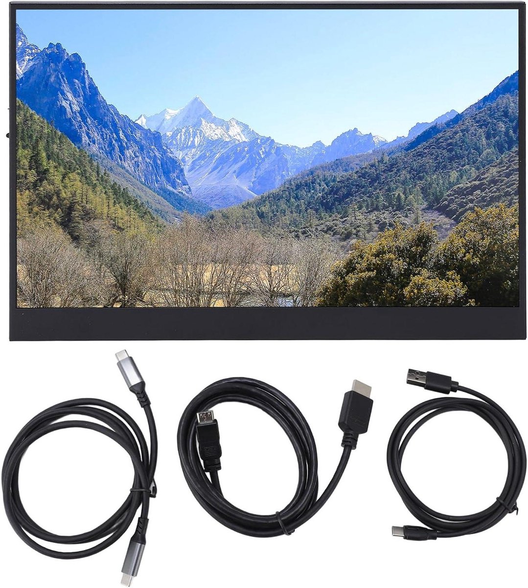 Draagbaar Monitorscherm - Extern Display - Mobiel Werken - Hoge Resolutie Beeld - 12 Inch - Zwart