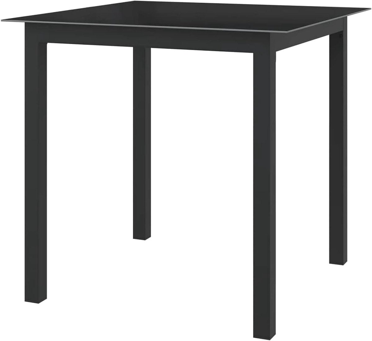 Tuin Tafel - Buitenmeubel Tafel - Buiten Eten - Aluminium Frame - 80x80cm - Zwart