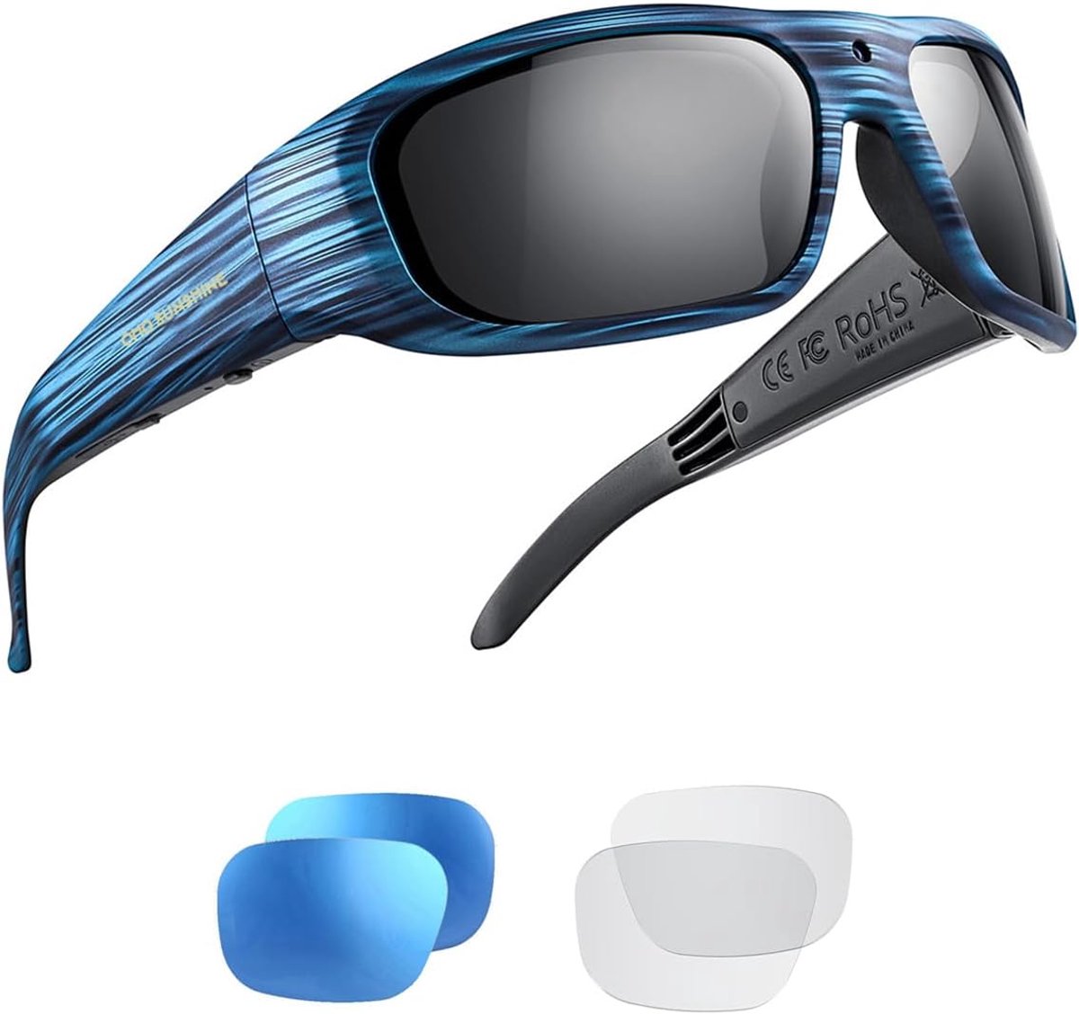 OhO 64GB Camera Blail, 24m Resolution H.265 1080P Smart Glasses with UV400 Sunglasses Lens for Outdoor Sports, Unisex (Black Lens)
