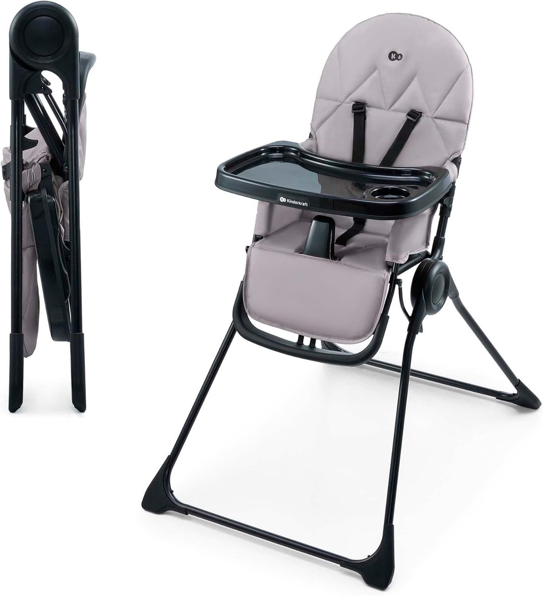 Kinderkraft BINCI Children's Chair, Baby Chair, Lightweight and Foldable with Tray, Footrest and 5-Point Strap, Ideal for Small Spaces and Travel