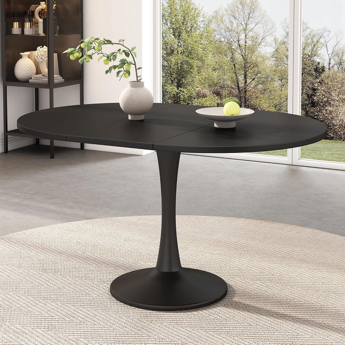 Moderne Uitschuifbare Ovale Eettafel 100-140 cm – Multifunctionele Keuken- & Woonkamertafel voor 2-6 Personen, MDF Tafelblad, Metaal Frame, 140 x 40 x 75 cm