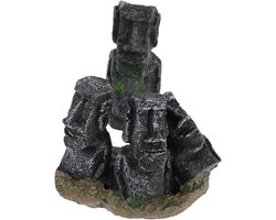 Paaseiland Beeldjes - Moai Ornamenten - Aquarium Decoratie - Gedetailleerd Hars - 13 cm - Grijs