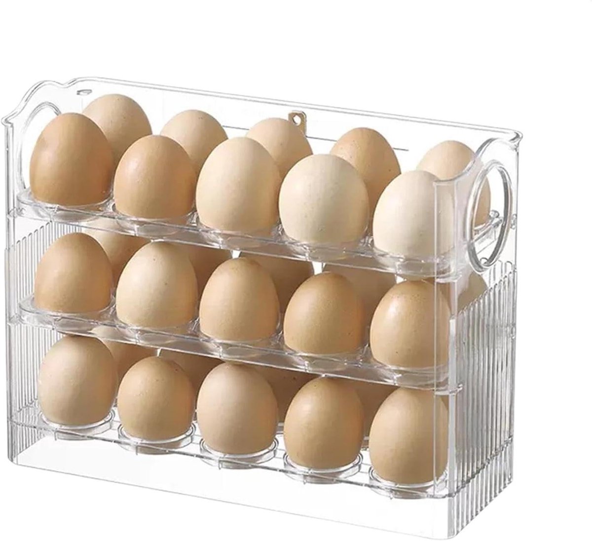 Eieropslag Organizer - Eierdoos Koelkast - Keuken Organiseren - Ruimtebesparend Ontwerp - 28 x 21.5 x 11 cm - Transparant