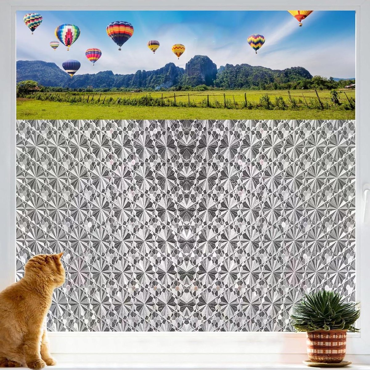 Raamfolie Kristal Rooster - Privacy folie Glasfolie - Privacy Creëren - Statische Hechting