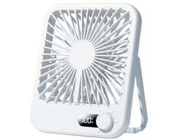 Bureauventilator oplaadbaar - 100 standen - LED display - 17 cm