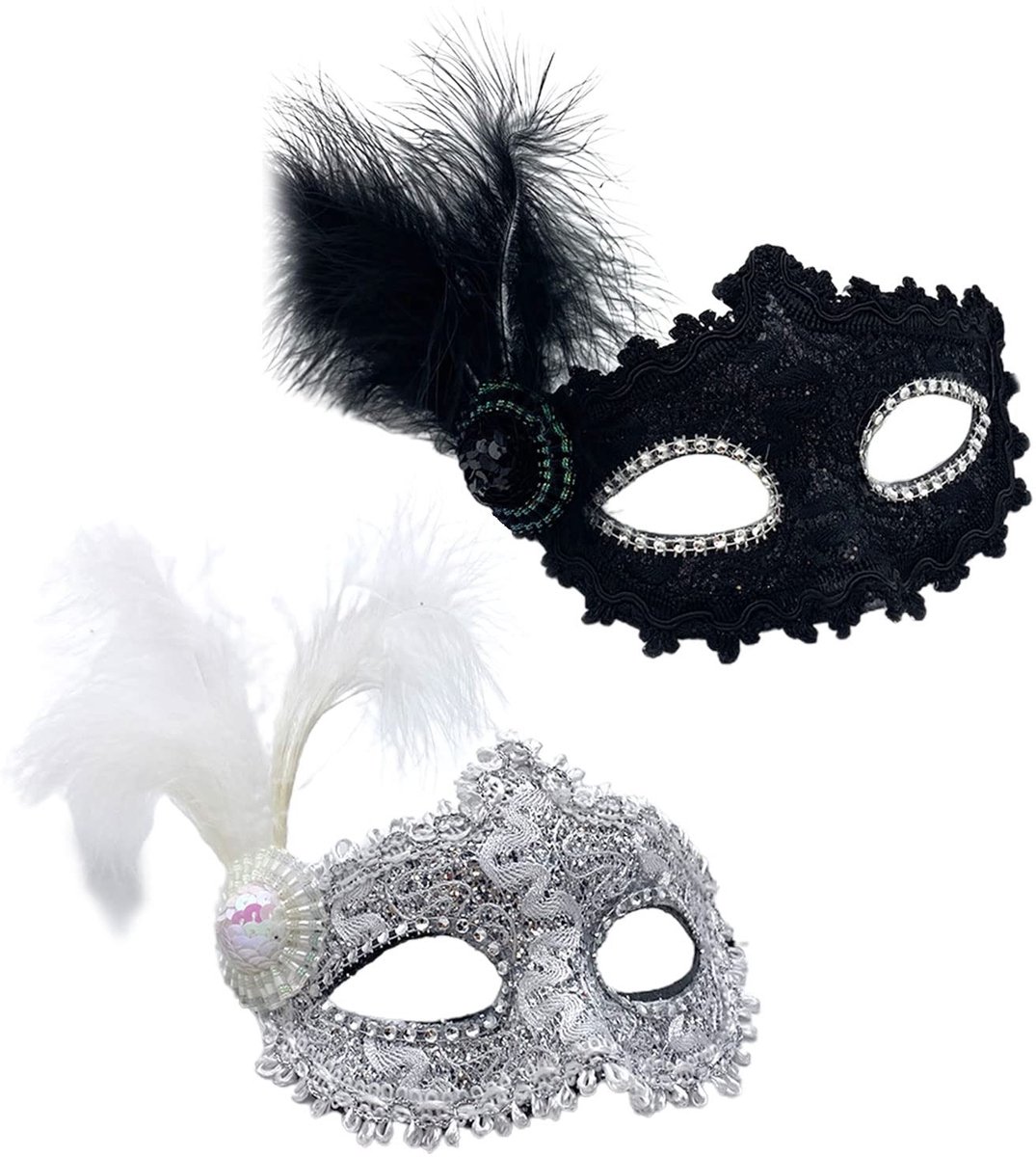Dailygoods- Masker Venetiaans - 2 Stuks - Oogmasker/Carnaval - Kanten/Feest - Cosplay/Mardi Gras - Verstelbare Bandjes - Premium Materiaal - Carnavalsmasker