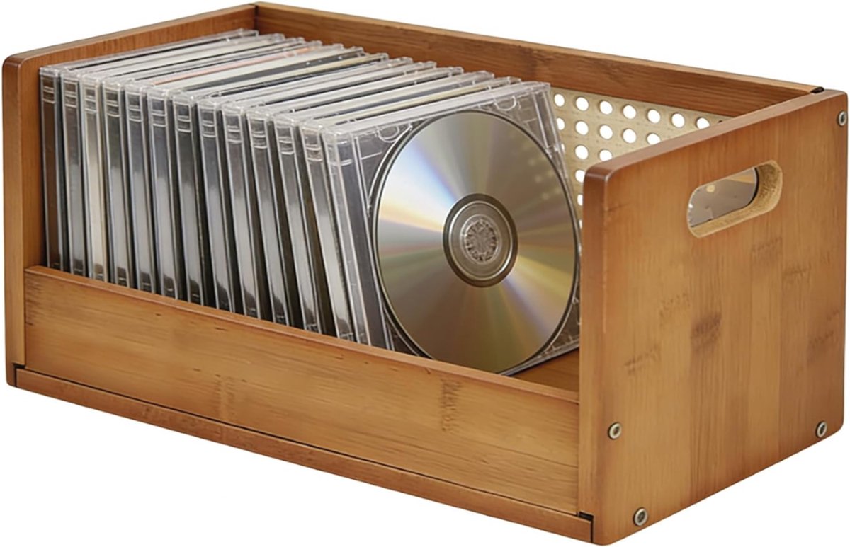 QUOVO® CD Opbergdoos - CD Opbergsysteem - CD Opbergmap - Bruin - 18cm x 35cm x 15cm