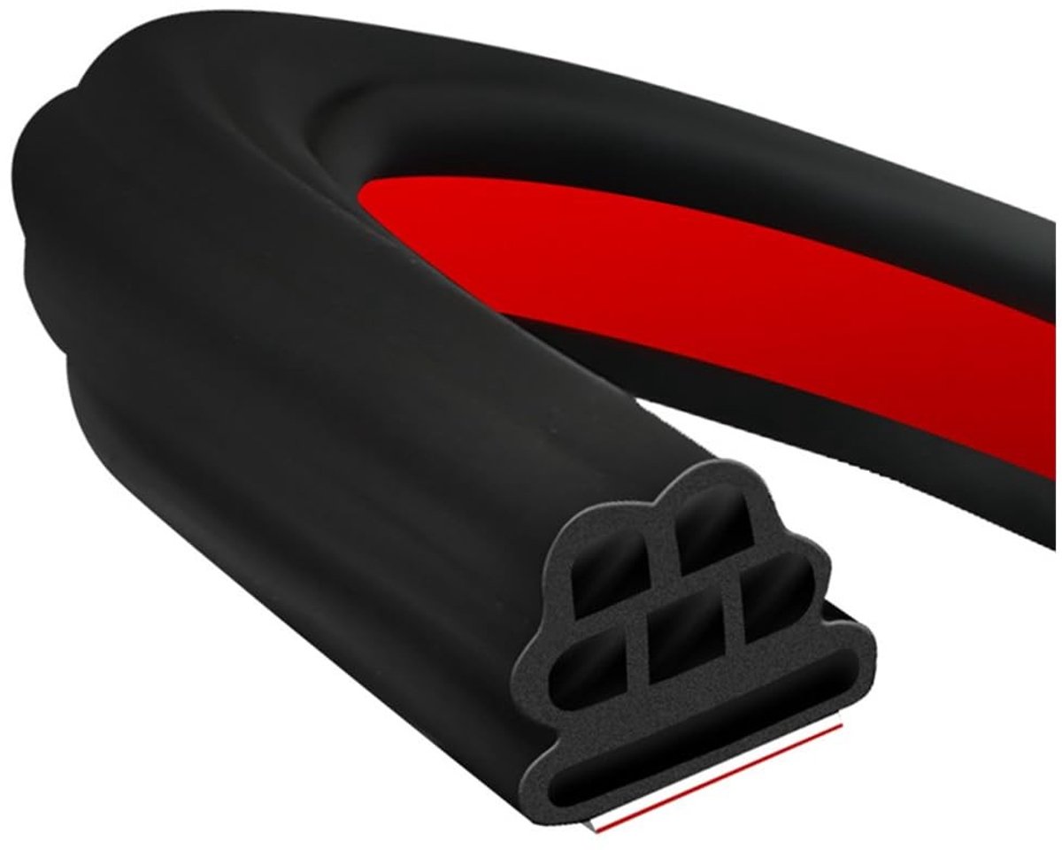 Dailygoods- Afdichtstrip voor autodeuren - Drie-gaats - Geluidsisolatie - Rubber - 5 m - Universeel - Eenvoudig te installeren - Rubberen Strip