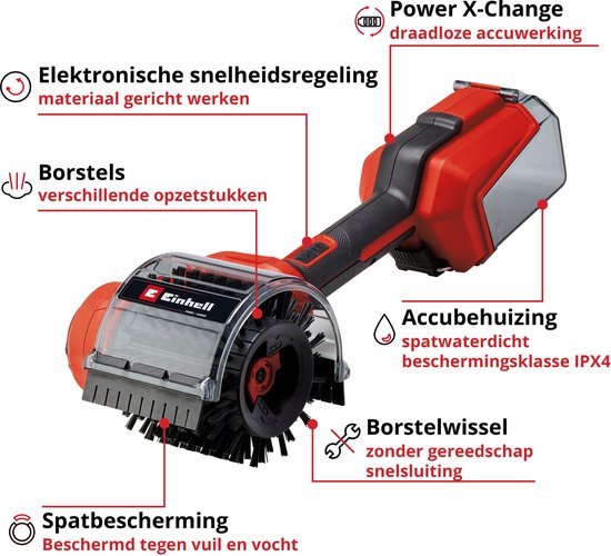 Einhell Accu Oppervlaktereiniger PICOBELLA 18/90 Li Solo - Power X-Change - 18 V/Li-ion - Werkbreedte: 50 - 90 mm - Incl. 5 verschillende borstels/pads - Excl. Accu en lader van Einhell — afbeelding 2