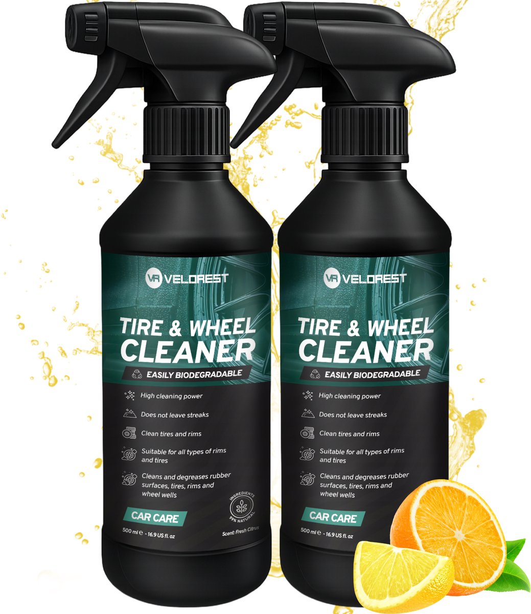 Velorest Tire & Wheel Cleaner 2 x 500ML - Velgenreiniger - Wheel Cleaner - Bandenspray - Velgenreinigers - Auto Velgen Reiniger