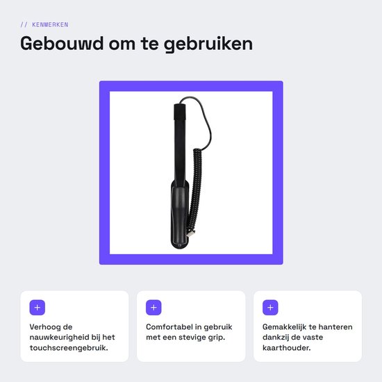 NTH products- Weerstandstyluspen met vaste kaarthouder - 70 cm veerdraad - touchscreen pen - kunststof - antislip - comfortabel in gebruik - Stylus — afbeelding 2