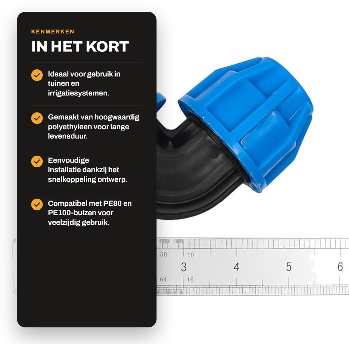 Dailygoods- Slangverbinding 25 mm - 90 Graden Snelkoppelingen - PE Koppeling - Voor Binnen- en Buiteninstallaties - Weerbestendig - Inhoud 4 Stuks - Slangconnector