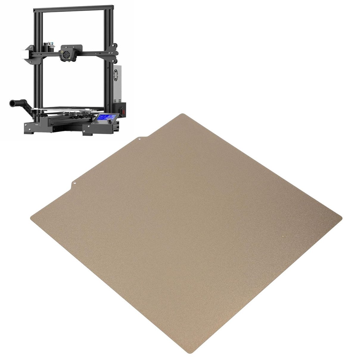 Dailygoods- PEI Plaat 320x310mm - Enkele Zijdige PEI Spring Stalen Plaat - 3D Printer Buildplaat - Geschikt voor Ender 3 en CR 10 - Brede Compatibiliteit - Directe Installatie - 3D Printer Bouwplaat