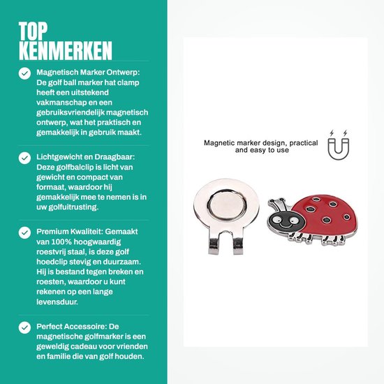 Store_7 - Golf Ball Marker met Magnetische Clip - Duurzaam RVS - Ideaal voor golfers - Inclusief handige clamp - Golfaccessoires - Geschikt voor el... van Store 7 — afbeelding 2