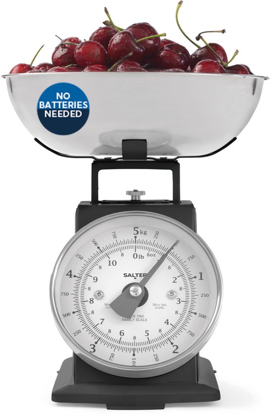 Salter Timeless Keukenweegschaal – 5Kg, 1L Kom, Analoog, Zwart