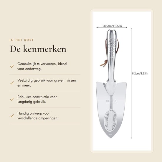 Dailygoods- Overlevingsschep Roestvrij Staal - Draagbaar - Multifunctioneel - Kamperen - Vissen - Afmetingen 28,5 x 8,2 cm - Schep van Dailygoods — afbeelding 3