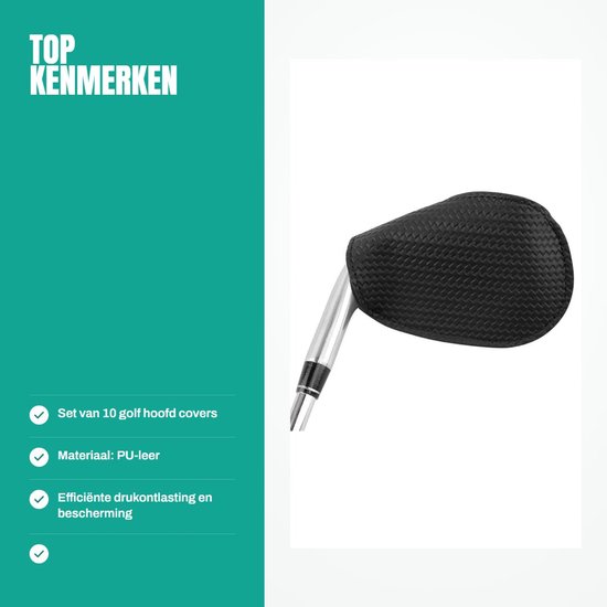 Putter Cover - 10 Stuks - PU Lederen - Golf Hoofddeksel - Slijtvast - Bescherming - Efficiënte Drukontlasting - Golfclub Cover — afbeelding 2