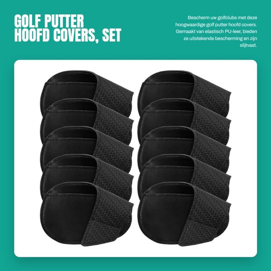 Putter Cover - 10 Stuks - PU Lederen - Golf Hoofddeksel - Slijtvast - Bescherming - Efficiënte Drukontlasting - Golfclub Cover — afbeelding 4