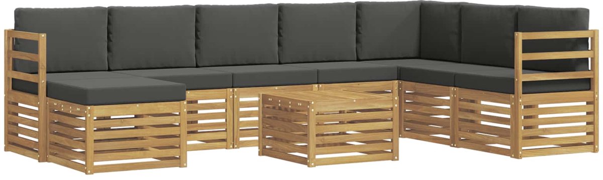 vidaXL Buiten - bank - set - 9 - st - 8-zits - Wit - en - antracietkleurig - Polyester Wit en antracietkleurig