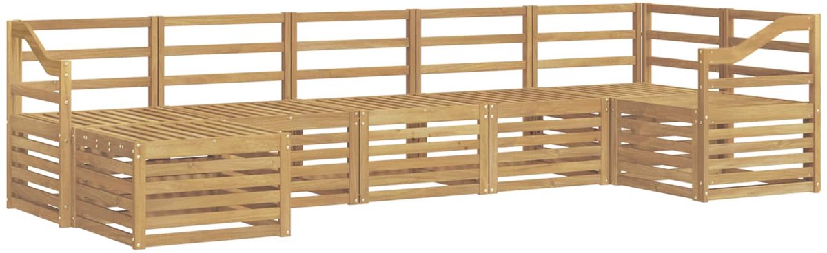 vidaXL Buiten - bank - set - 7 - st - 6-zits - Wit - Solid - Acacia - Wood