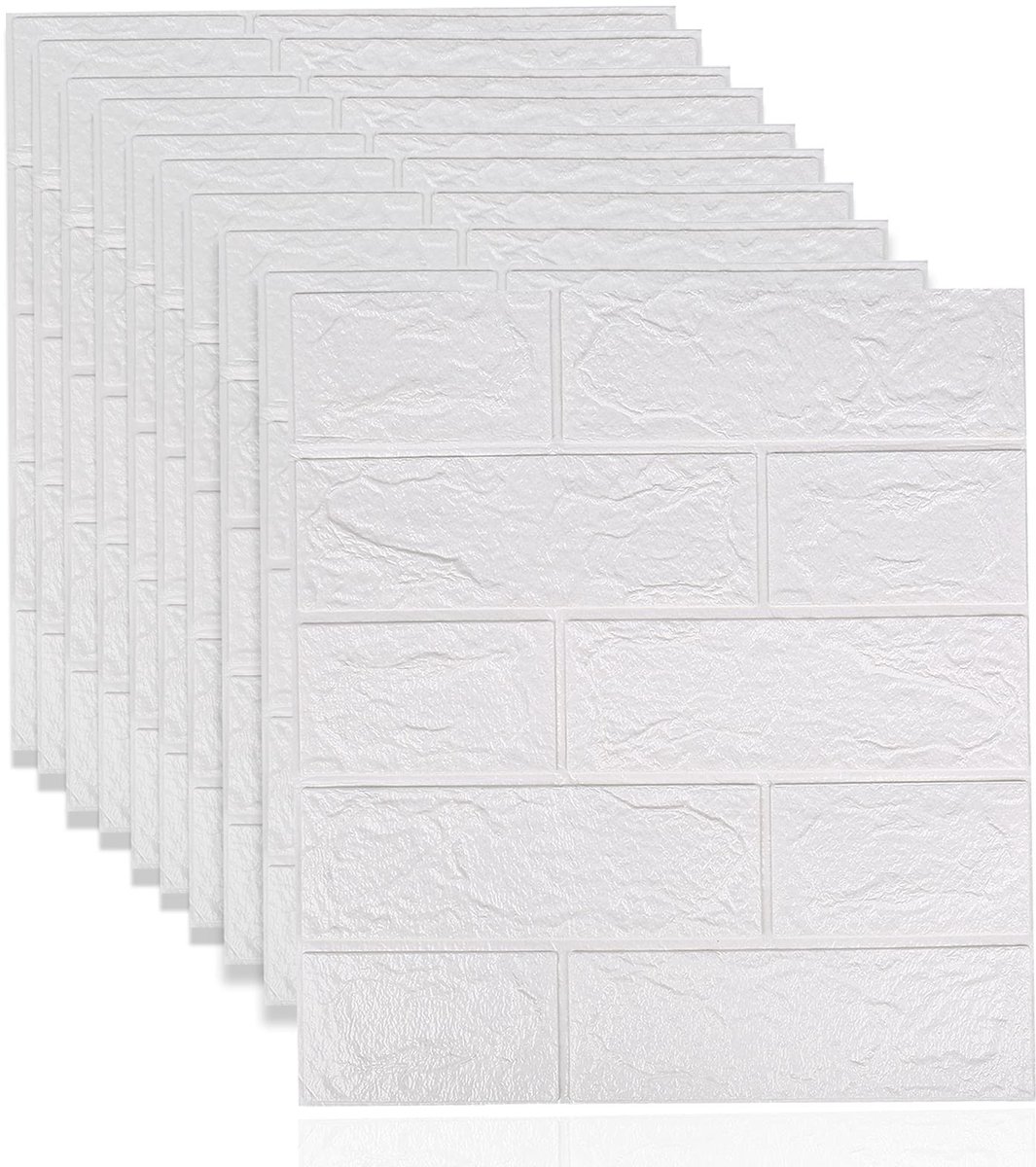 Dailygoods- Baksteenbehang 3D - Zelfklevende Wandpanelen - Wit Baksteenpatroon - 38,5 x 35 cm - Afneembaar - PE-schuim Materiaal - Muurstickers