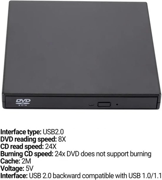 Dvd-speler - Cd-speler - Films Kijken - Compact Ontwerp - Ultradun - Zwart — afbeelding 4