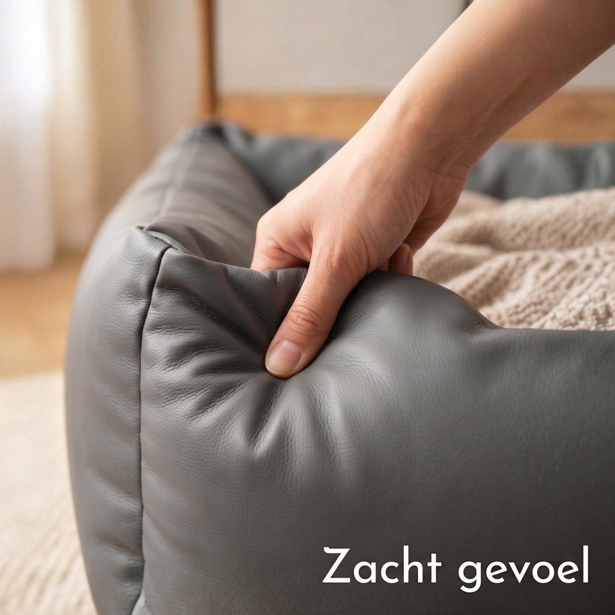 4L Textil Mario Orthopedisch hondenbed van kunstleer, XXL, hondenmand, kunstleer, voor grote honden, traagschuim, visco, extra groot, krasbestendig, waterafstotend, 140 x 110 x 25 cm, bruin thumbnail 6