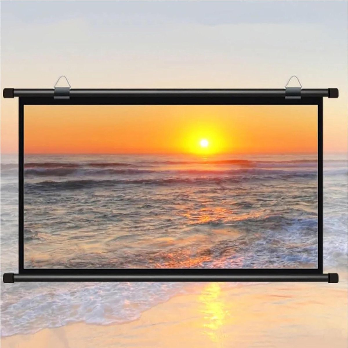 Projectiescherm Handmatig - Videoscherm - Thuisbioscoop Kantoor - Uittrekbaar Wit Glasvezel - 30-72 inch - Zwart