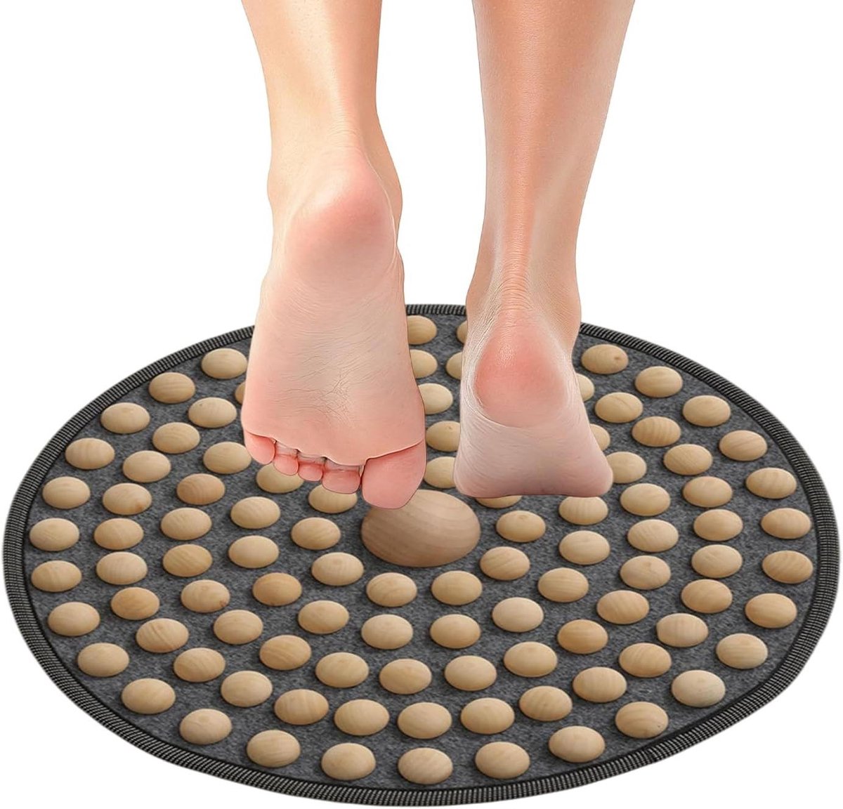 Voetmassagemat Hout - Reflexologie Mat - Voet Ontspanning - Natuurlijke Loopsimulatie - 40 x 40 cm - Bruin