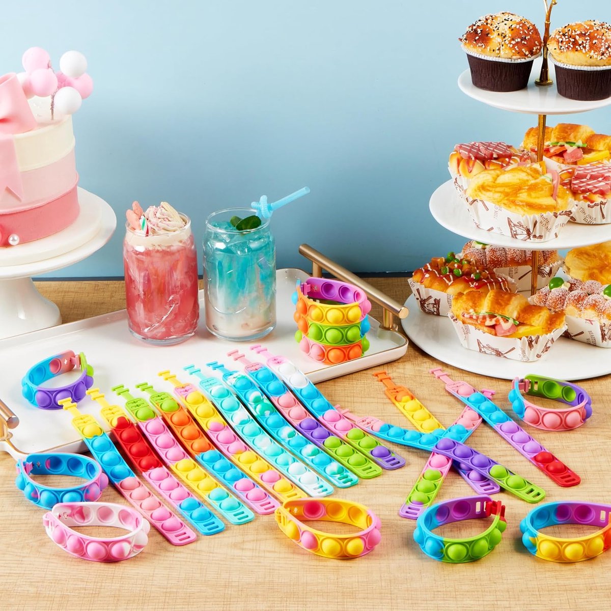 Partizzle 48x Fidget Toys Pop It Armbanden Pakket - Armbandjes Uitdeelcadeautjes - Grabbelton Traktatie Cadeautjes - Voor Kinderen & Peuters — afbeelding 8