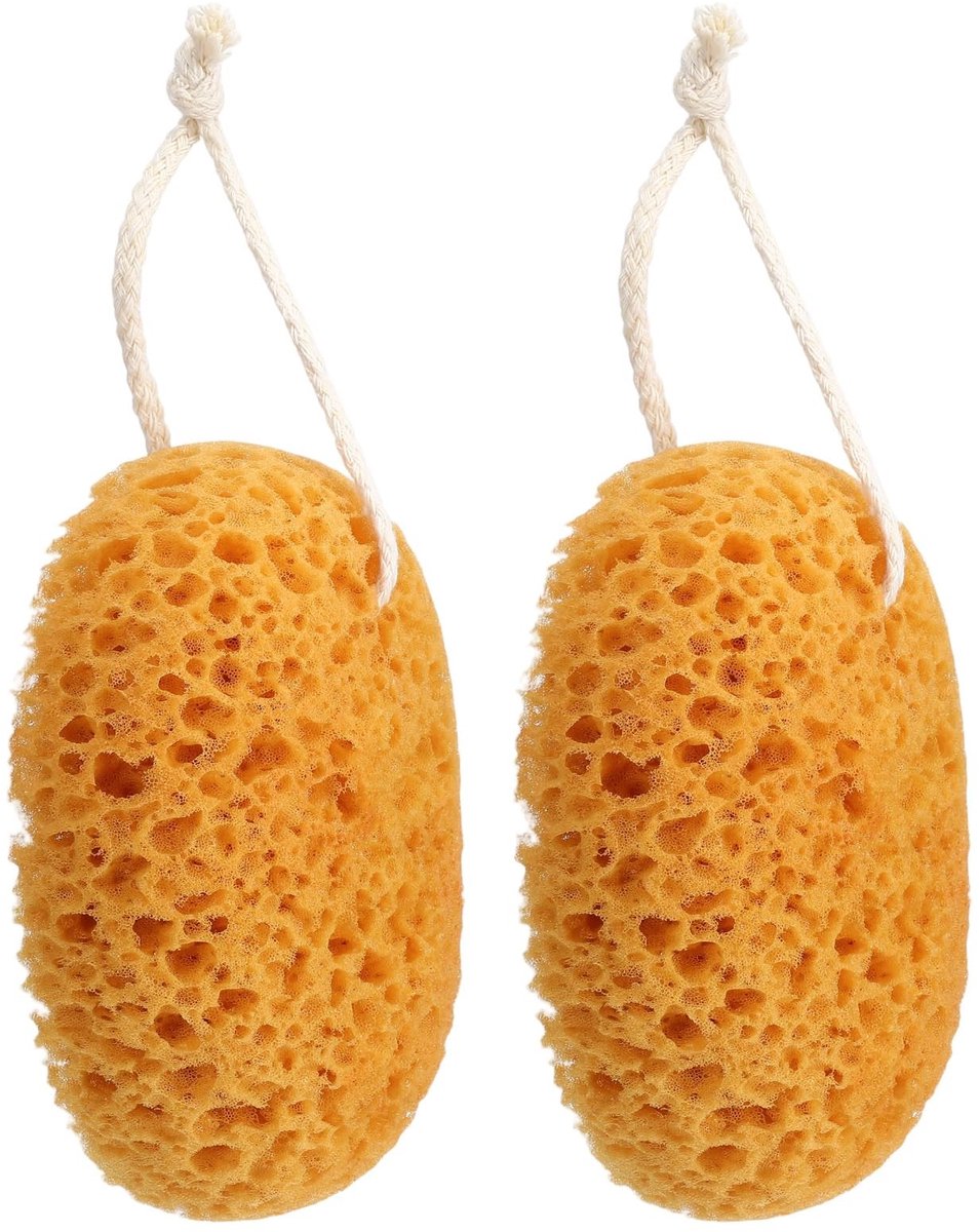 Dailygoods- Lichaamsspons 2 stuks - Natuurspons - Douche spons - Peeling spons - Honingraatspons - Ultrazacht 15,5 cm - Badspons