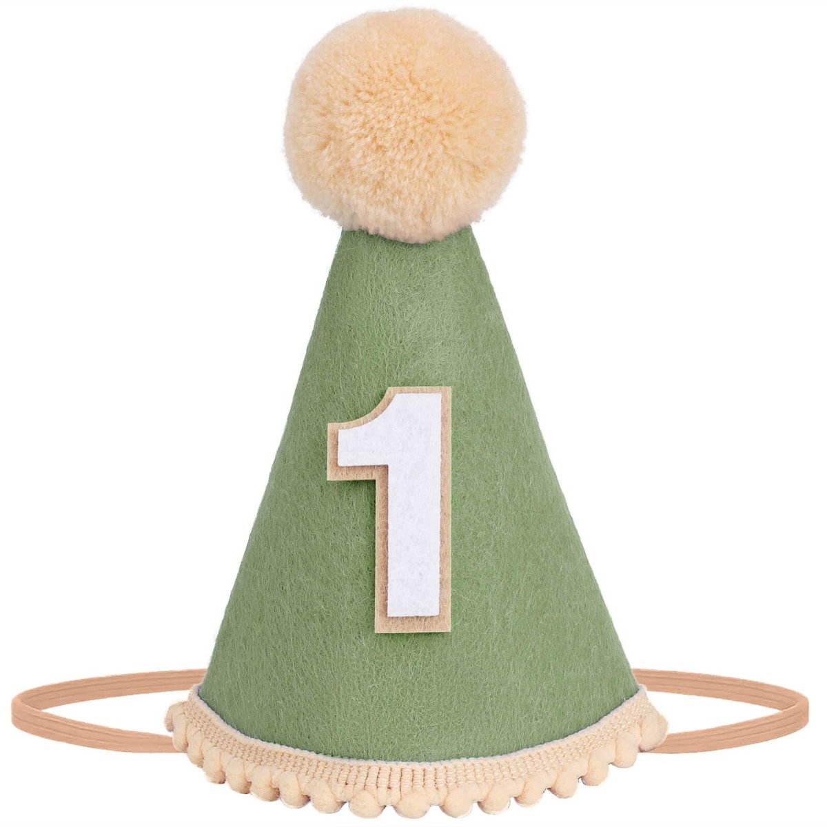 Dailygoods- Babyhoedje Lichtgewicht - Verjaardagshoed - Hoofddekselversiering - Cake Smash Fotoprops - Pompons - Geschikt voor Meisjes/Jongens - Verjaardagsmuts