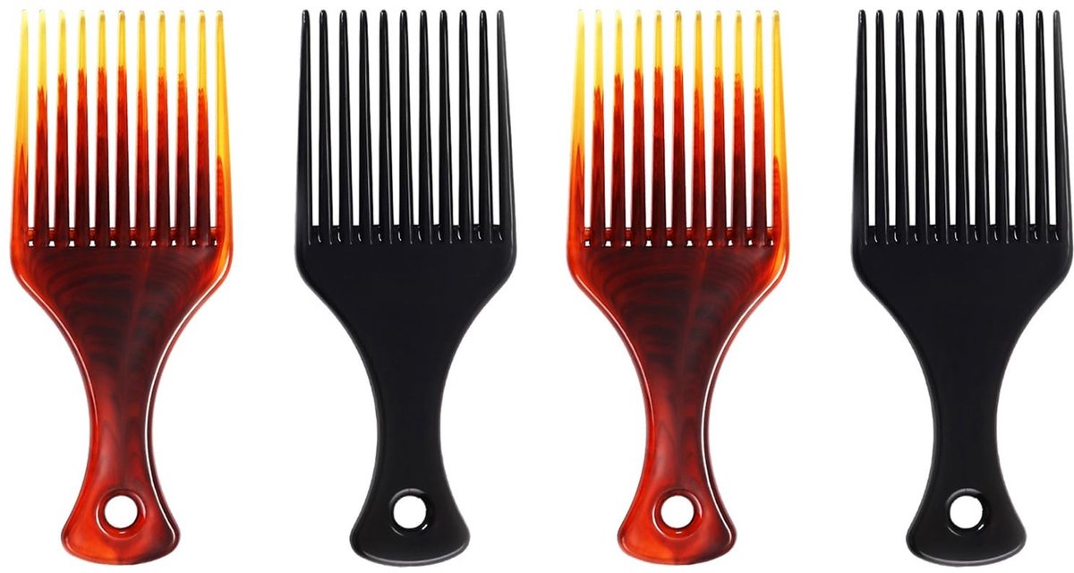 Dailygoods- Antistatische Kam - 4 Stuks - Brede Tanden - Ergonomische Handgreep - Duurzaam PS - Geschikt voor Alle Haartypes - Haarkam