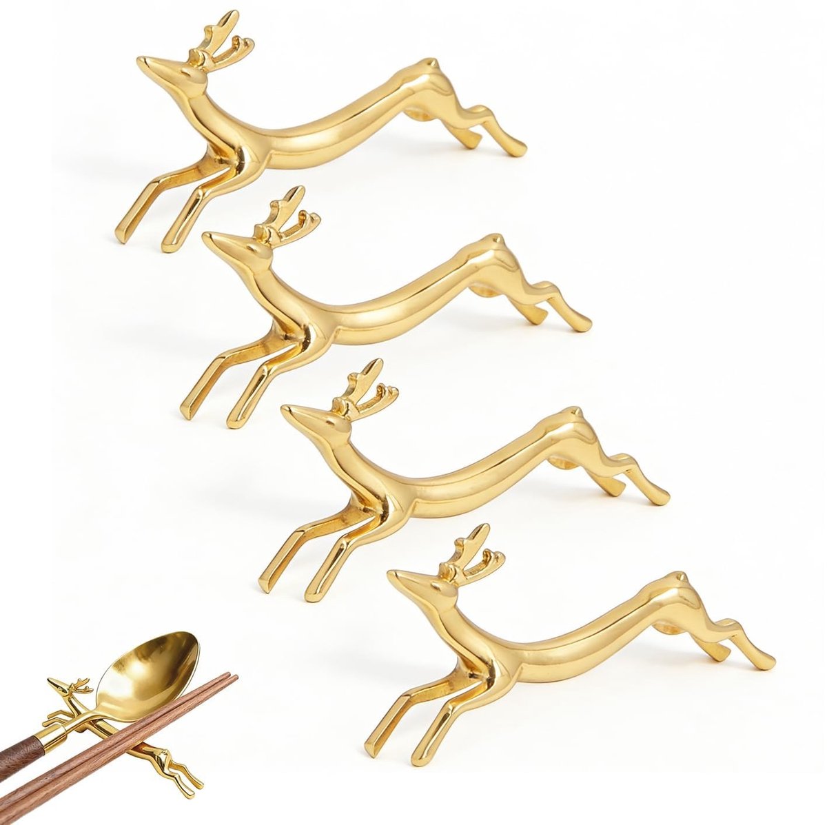 Dailygoods- Eetstokjeshouder 4 Stuks - Dierlijke Vorm - Roestvrij Staal - Hoogwaardig Keukengerei - Duurzaam - Glad Oppervlak - Bestekhouder