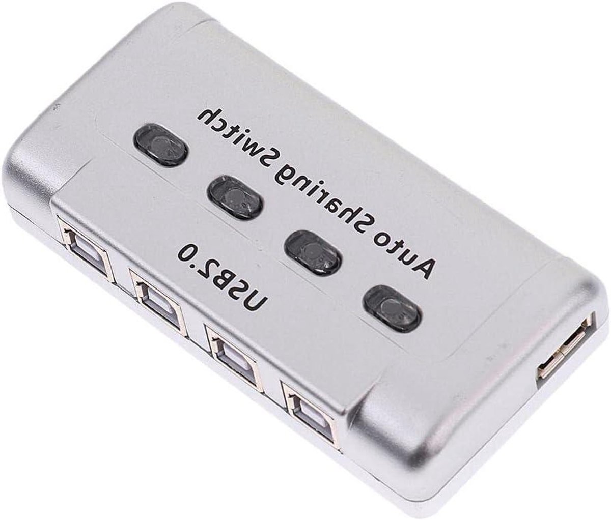 USB Deel Switch - Hub Selector - Apparaten Delen - Vier Poorten - USB 2.0 - Zwart