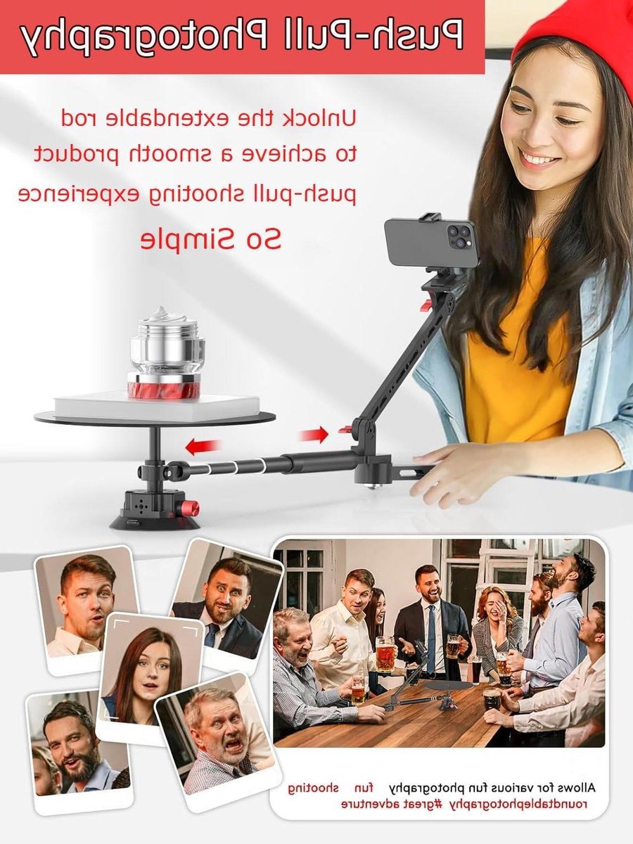 Draagbaar Opnameplatform - 360 Camera Slider - Video Productie - Zuignap Basis - 1-110 cm - Aluminiumkleurig