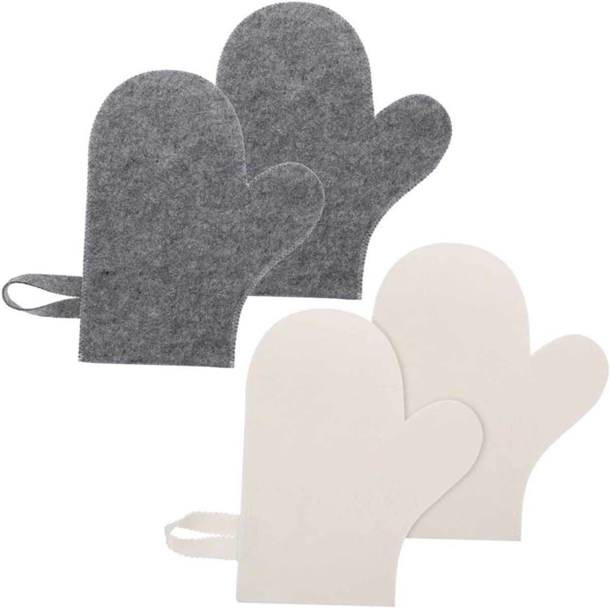 Sauna Handschoenen - Vilt Wanten - Ontspanning Lichaam - Waterabsorberend Materiaal - 29 cm - Grijs