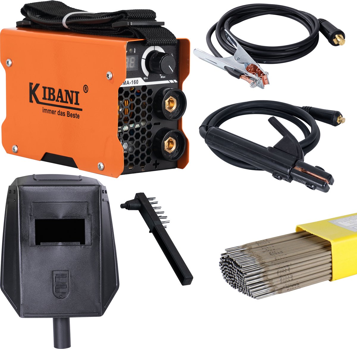 Kibani Lasapparaat MMA160 incl. 10 kg laselektroden - Elektrode Lasapparaat tot 3.2 mm - IGBT-Inverter-Technologie - Compact en Lichtgewicht - Elektrisch Lasapparaat 220V - MMA / Stick