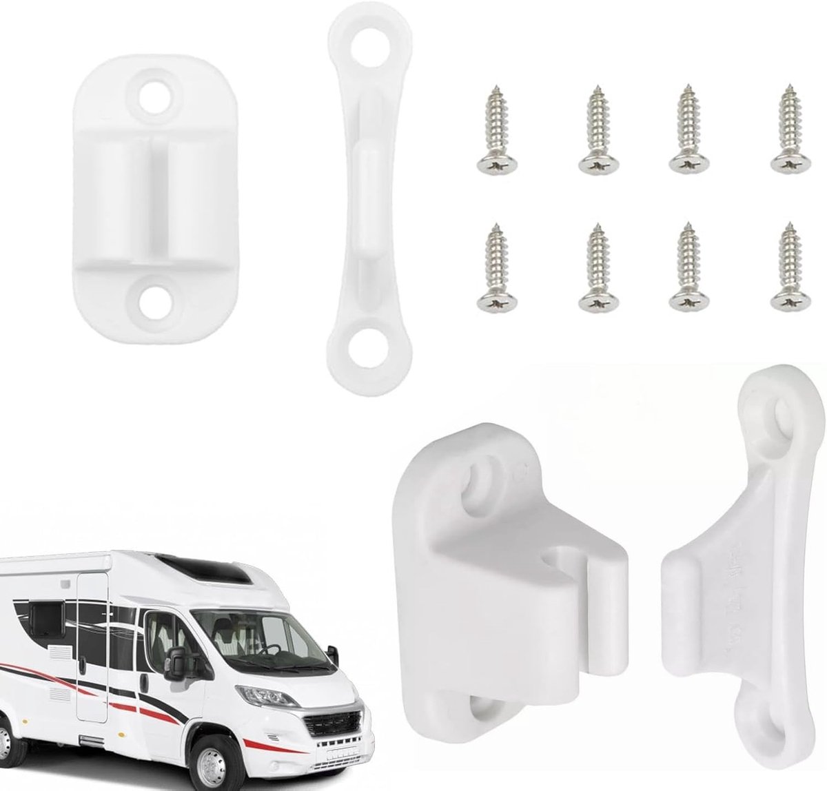Dailygoods- Deurslot 2-delig - Deurslot voor Caravans - Deurslot voor Campers - Deurblok - Deurklink - Wit Plastic 6 x 2 cm - Deurslot Voor Camper