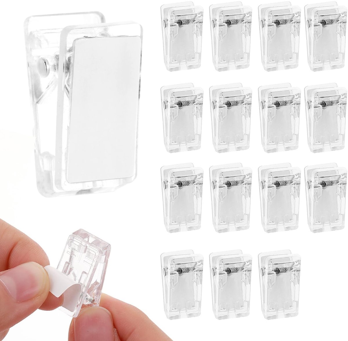 Dailygoods- Wandtapijt Clips - 15 Stuks - Zelfklevende Muurclips - Dubbelzijdige Lente Clips - Poster Hanger - Geschikt voor Vlaggen/Deken