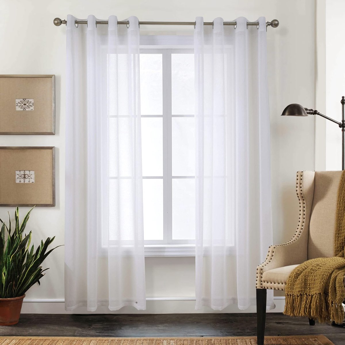 Voile Gordijnen - Linnenlook Vitrage - Sfeer Creëren - Lichtdoorlatend - 2 stuks 140x245 -