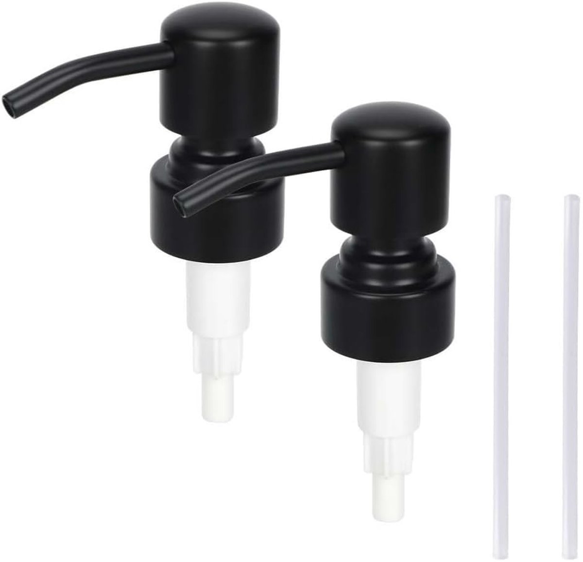 Dailygoods- Zeepdispenser Zwart - 2 Stuks - Roestvrij Staal - Pompkop - Vervanging voor Flessen 28/400 - Eenvoudig te Installeren - Dispenserpomp
