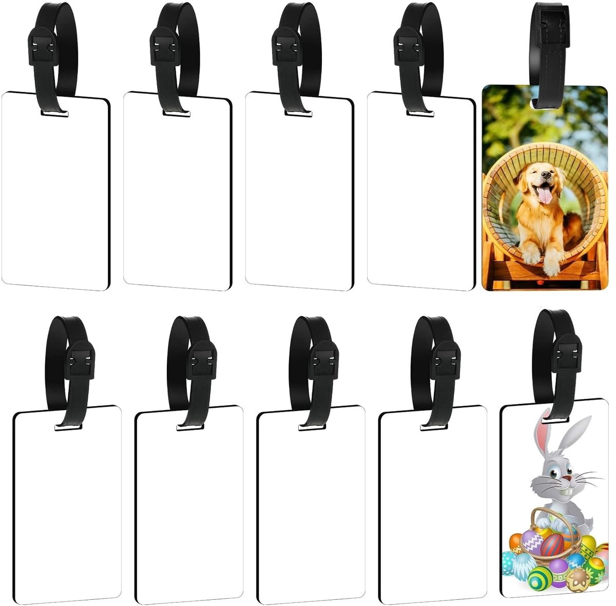 Dailygoods- Reisbagagelabels 10-Pack - Rubberen Labels - Thermische Overdracht - Geschikt voor Doe-Het-Zelf-Printen - Perfect voor Elke Reis - Duurzaam en Lichtgewicht - Bagagelabels
