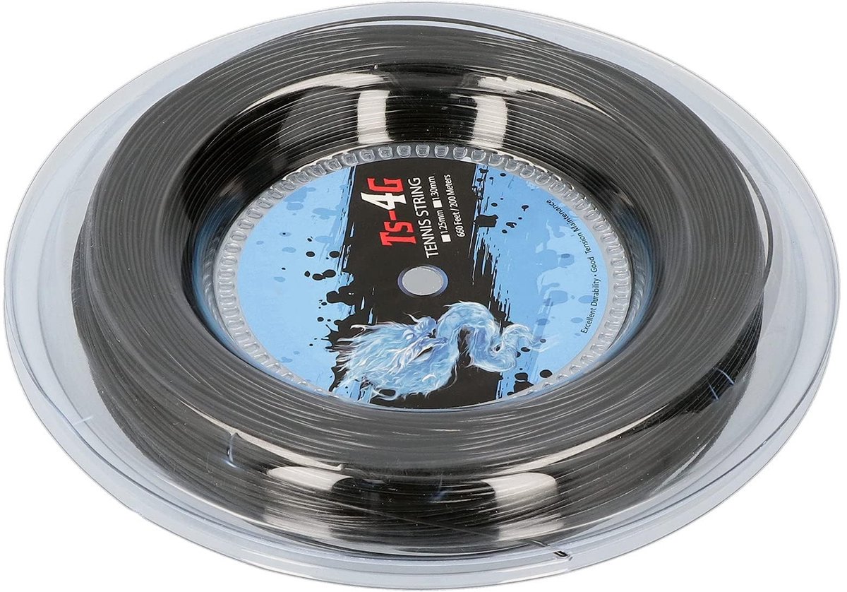 Dailygoods- Tennisracketsnaar 200 m - Zwart - Tennisaccessoire - Buitensporten - 1.30 mm - Duurzaam materiaal - Tennisstring