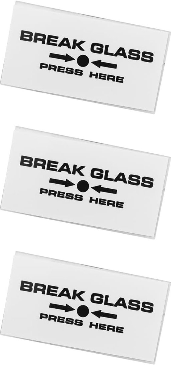 Dailygoods- Break Glass Vervanging 3 Stuks - Toegangscontrole - Reservebrandmelderglas - Compatibel met Handbrandmelders - Universeel - Individuele Rechthoekige Stukjes Glas - Brandmeldglas